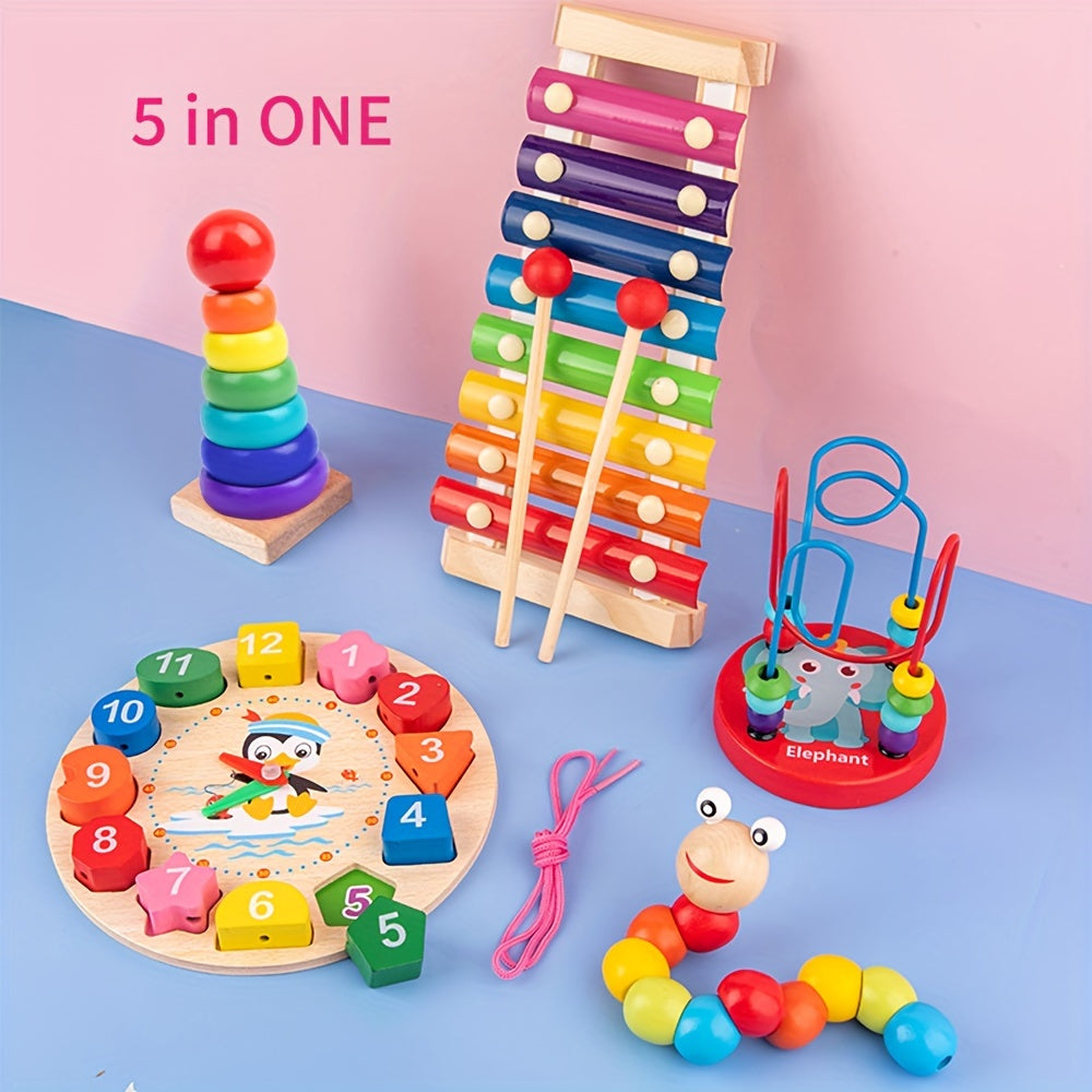 Montessori Wooden Caterpillar Piano Set